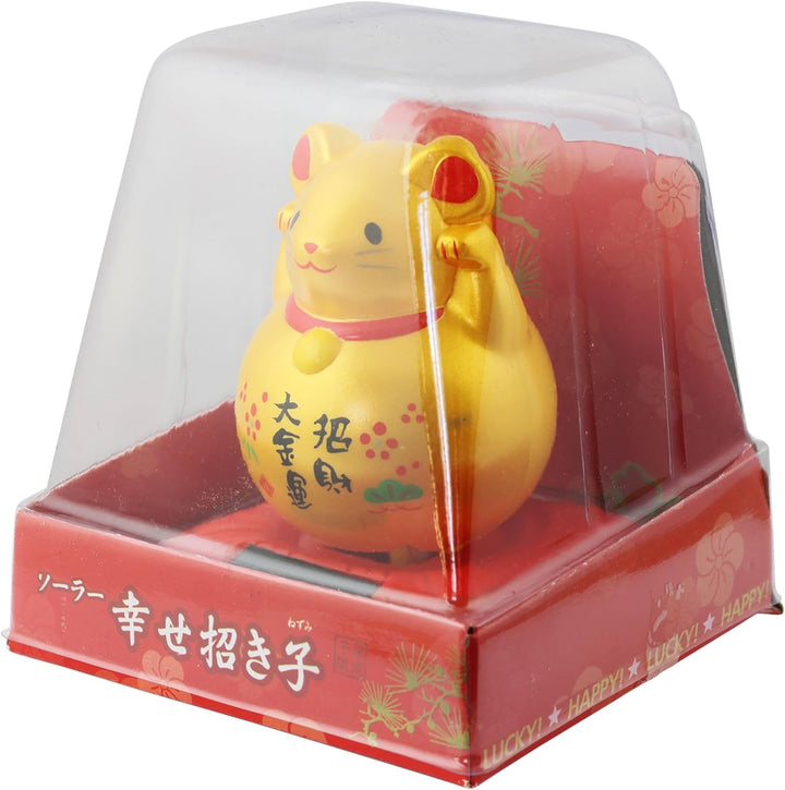 Freak Scene Glückskatze Maus - Maneki-Neko - Winkekatze - Solar - 10,5 cm - Gold