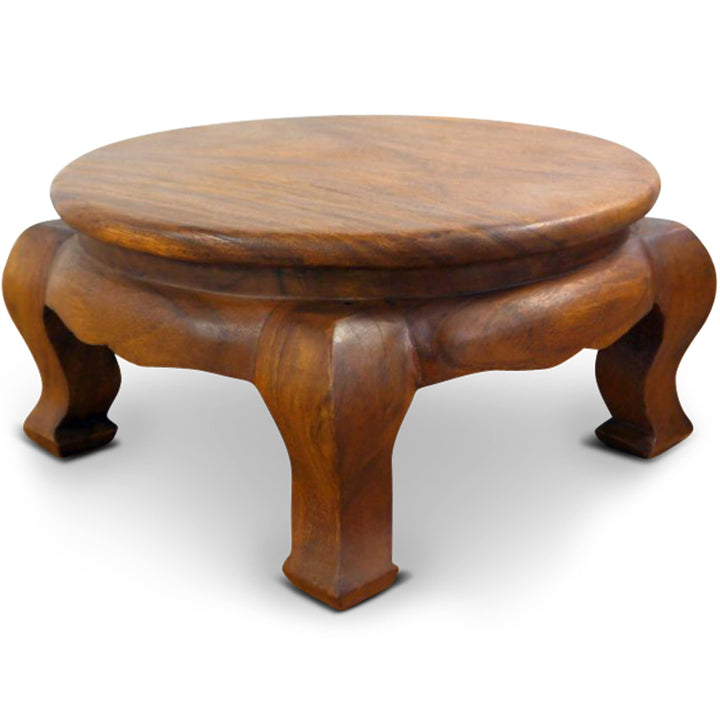 livasia Runder Opiumtisch, Beistelltisch aus Massivholz, Couchtisch, Nachttisch Braun 50cm, Braun 50