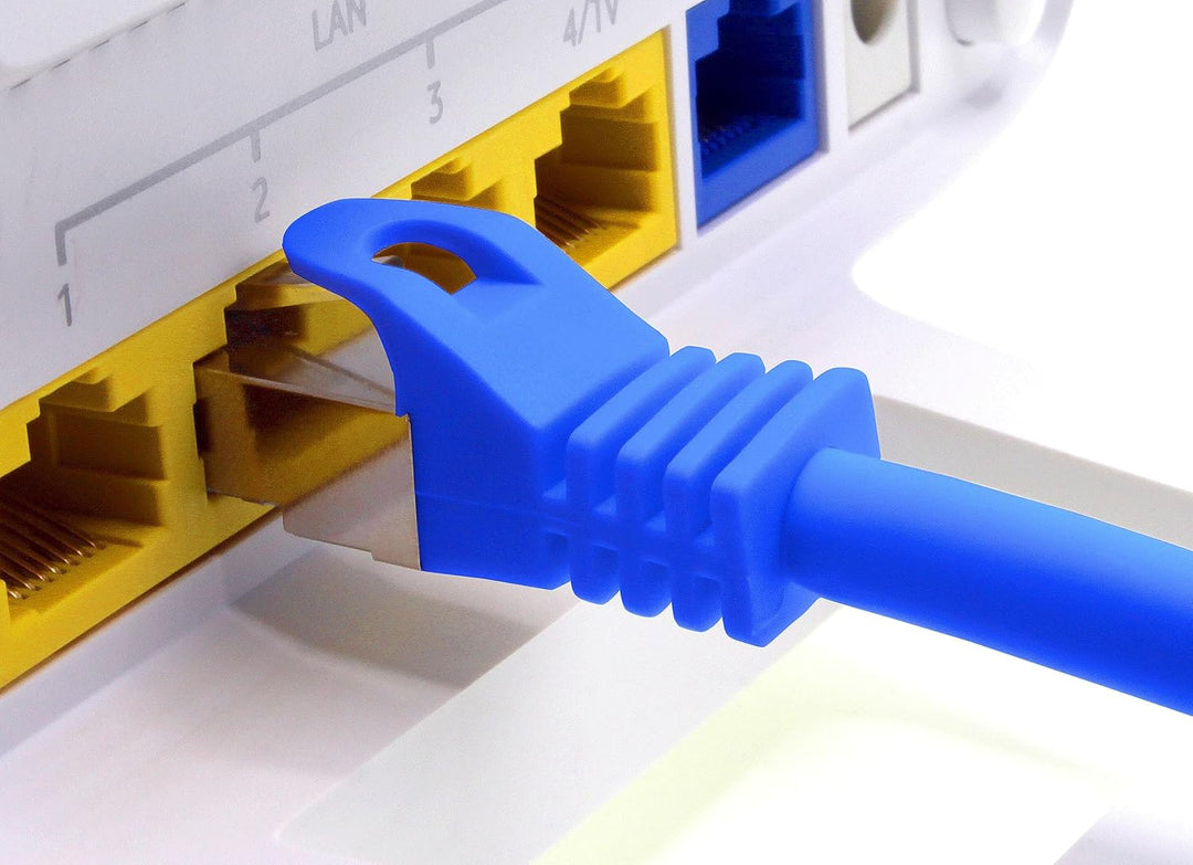 LAN Kabel 50m Cat7 Blau 1x Netzwerkkabel Ethernet RJ45 10 Gbit/s SFTP Patchkabel für Router Modem Sw
