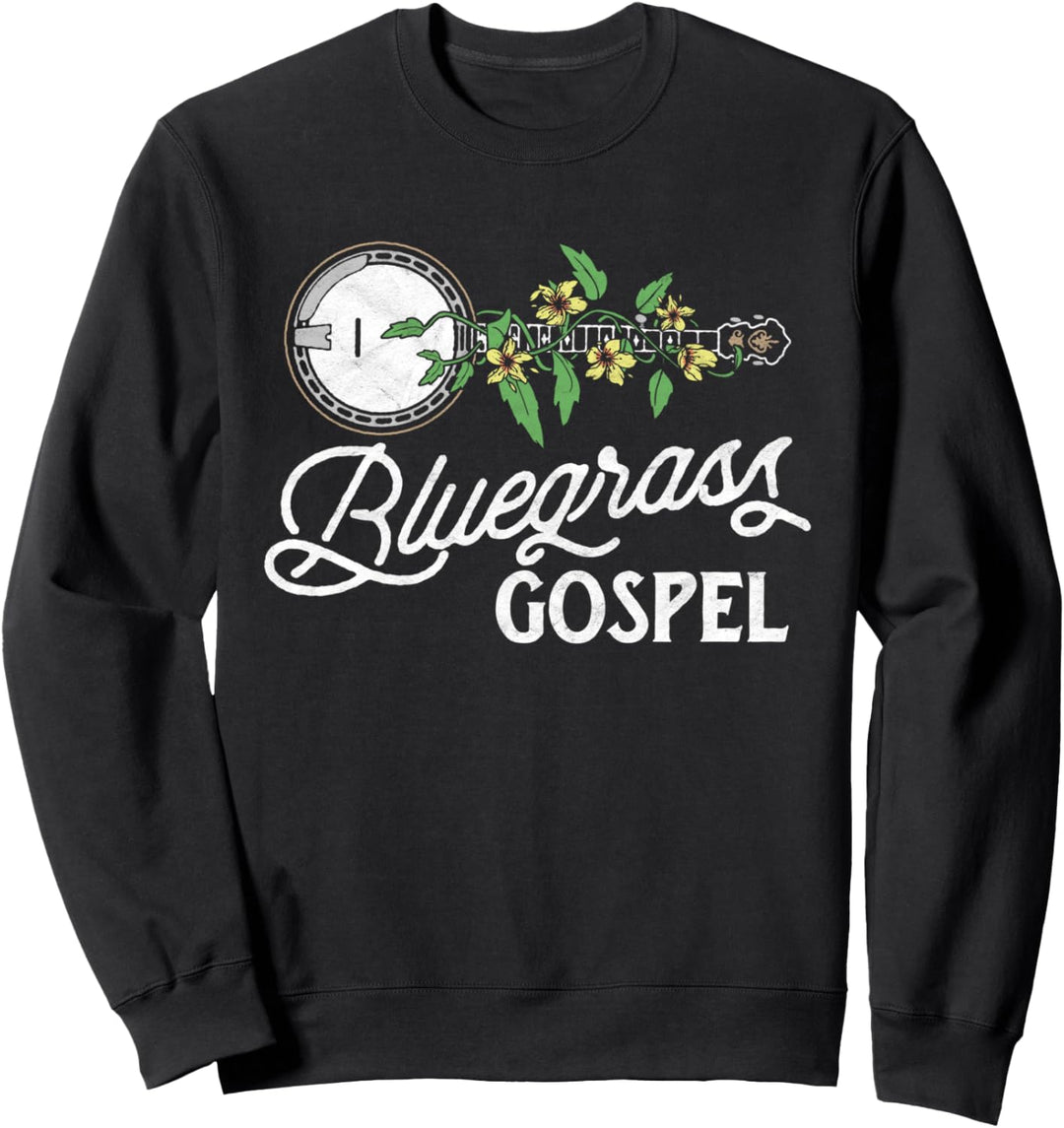 Bluegrass Gospel Banjo Vine & Vintage Flowers Graphic Sweatshirt