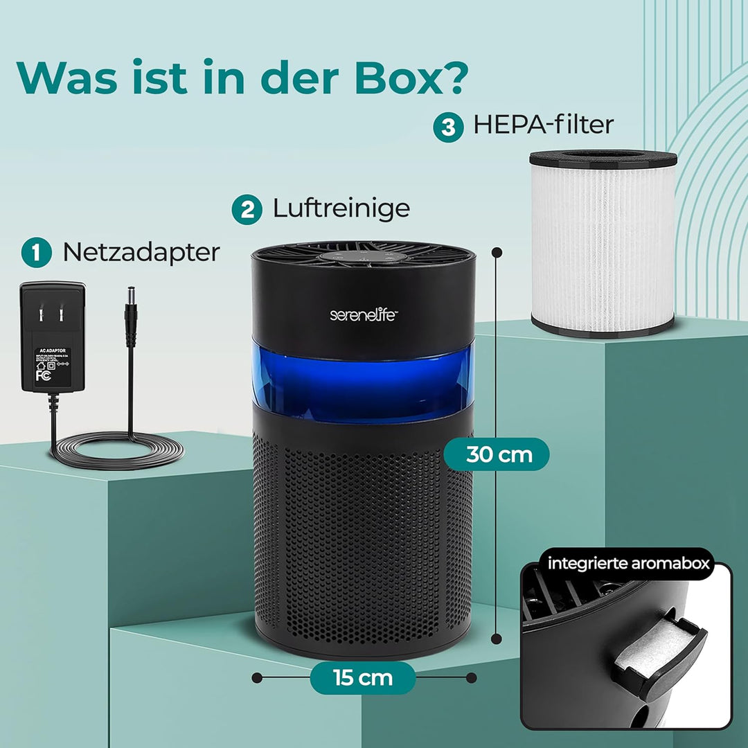 SereneLife Luftreiniger- HEPA 13 Filter für Zuhause, Luftfilter Allergiker mit Aromatherapy- gegen 9