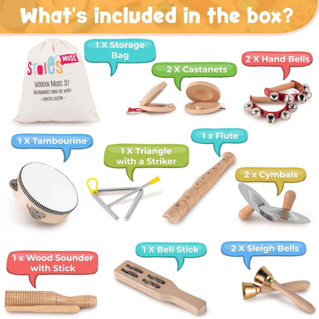 STOIE'S Musikinstrumente für Kinder ab 3 Jahre Holz Montessori Instrumente Kinder Musikinstrumente B