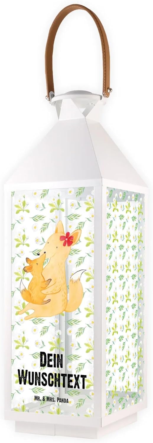 Mr. & Mrs. Panda XL Personalisierte Deko Laterne Fuchs Mama - Personalisierte Geschenke, Oma, Garten