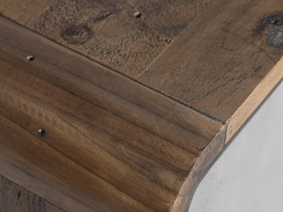 Woodkings® Waschbeckenunterschrank Dingle Holz Pinie rustikal und MDF Betonoptik grau Badezimmermöbe