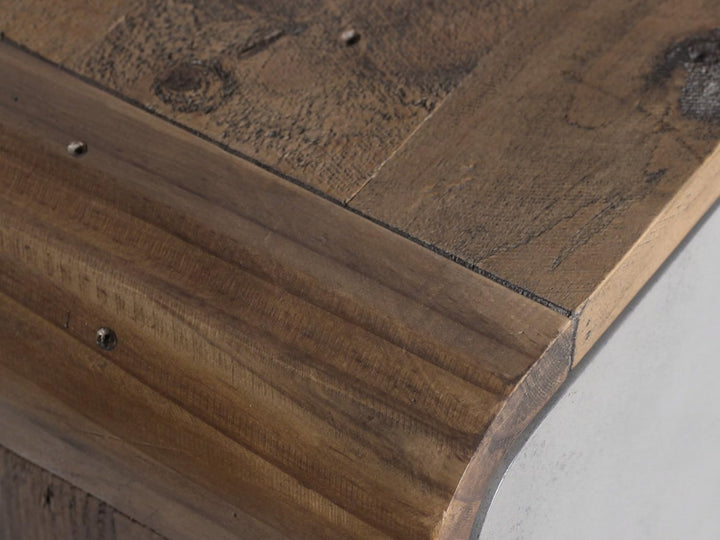 Woodkings® Waschbeckenunterschrank Dingle Holz Pinie rustikal und MDF Betonoptik grau Badezimmermöbe