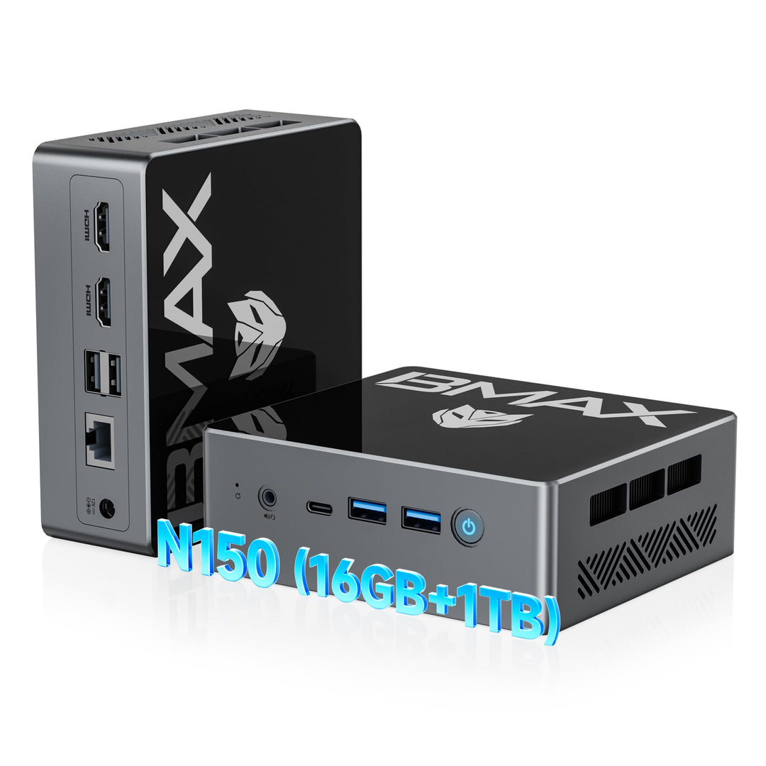 BMAX Mini PC B4Trubo Twin Lake N150 16GB DDR4 1TB SSD Mini Desktop Computer Triple Display 4K UHD,