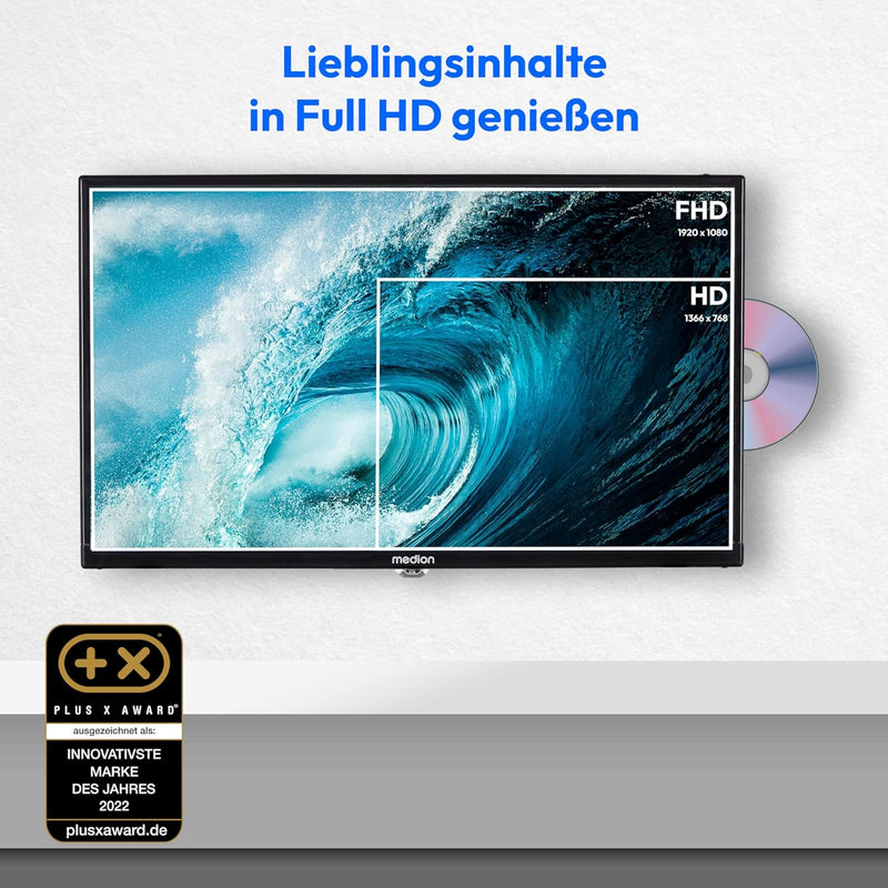 MEDION E12422 (MD 20114) 59,9 cm (24 Zoll) Full HD Fernseher mit DVD-Player (perfekt für Camping Woh