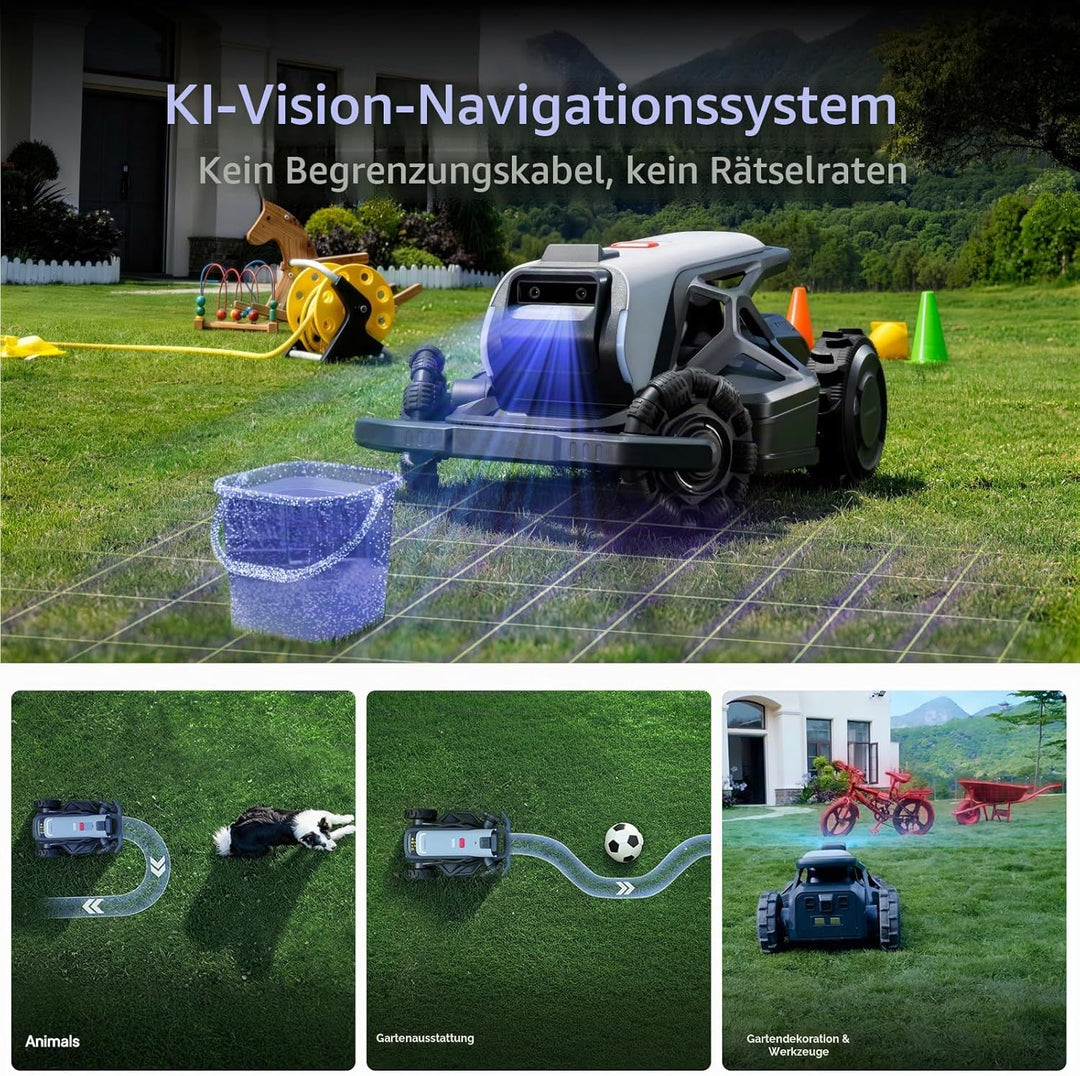 TRON SE Mähroboter ohne Begrenzungskabel Optimaler 1500㎡, NRTK+Vision-Navigation, Kein Signalabbruch