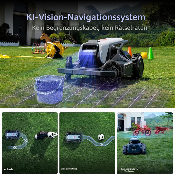 TRON SE Mähroboter ohne Begrenzungskabel Optimaler 1500㎡, NRTK+Vision-Navigation, Kein Signalabbruch