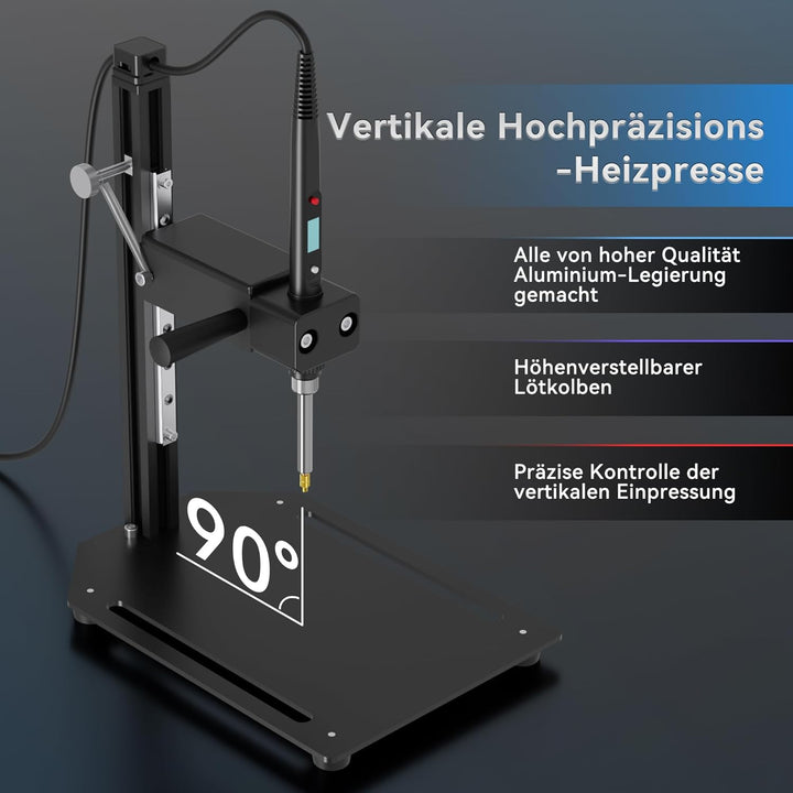 DACKZZM Heat Set Insert Tool, Vertikale Hitze-Pressmaschine Aluminiumlegierung, 8 Stück Einschmelzhi