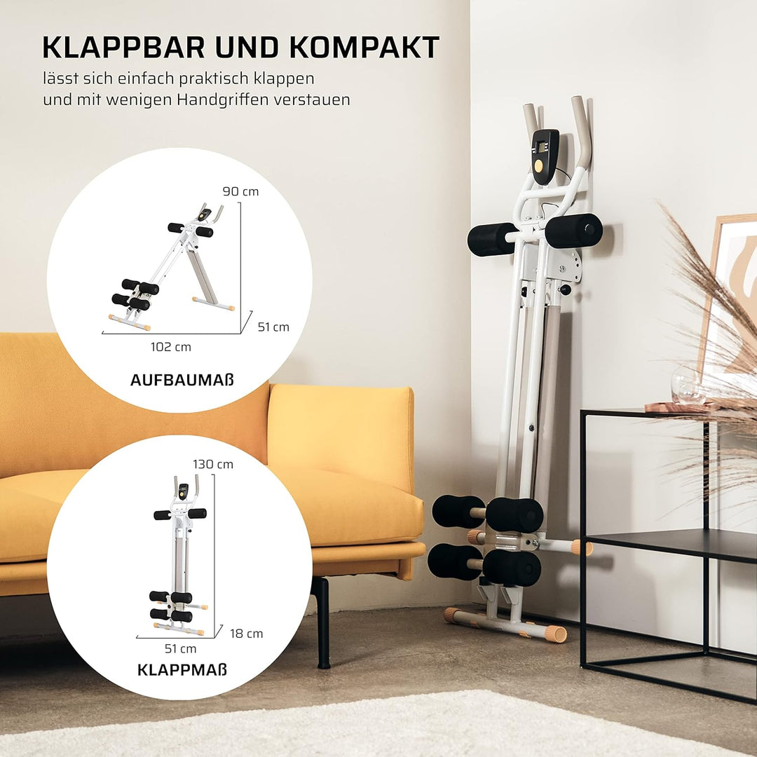 SportPlus Bauchtrainer für zuhause klappbar - Bauchmuskeltrainer, Bauchroller mit 3 oder 4 Trainings