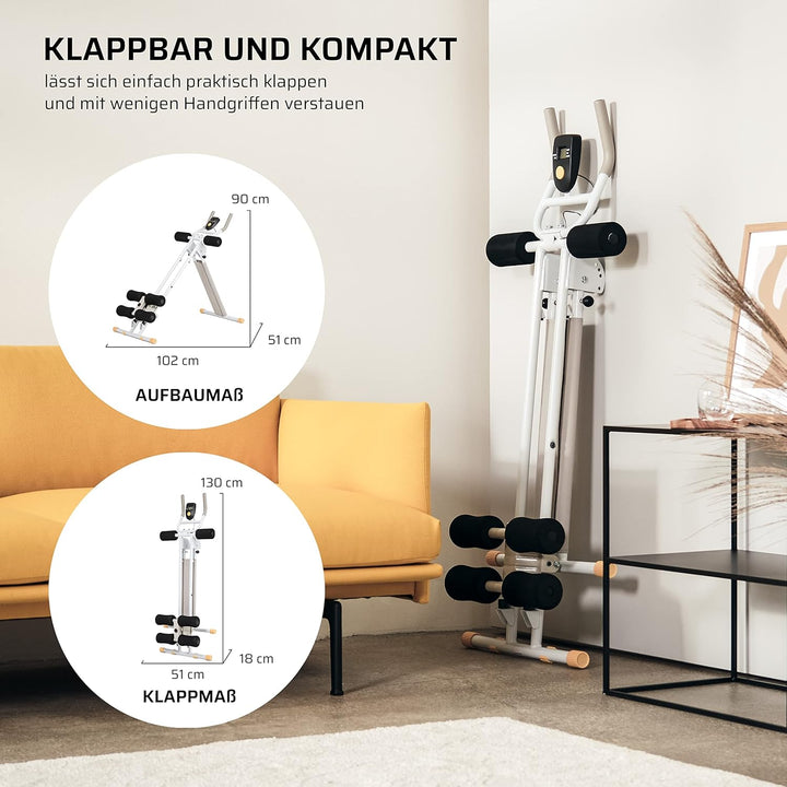 SportPlus Bauchtrainer für zuhause klappbar - Bauchmuskeltrainer, Bauchroller mit 3 oder 4 Trainings