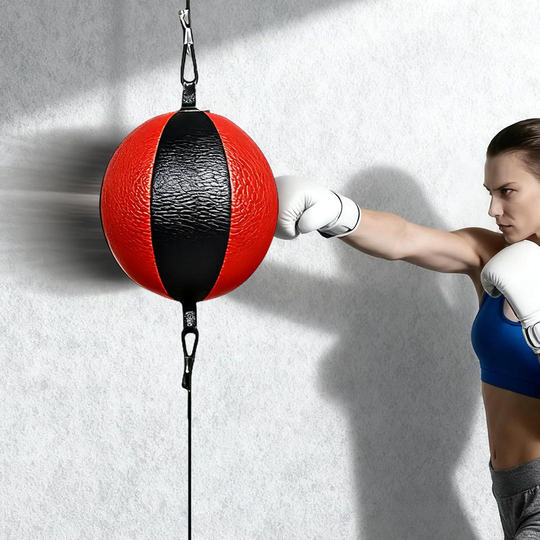 Doppelendball Boxball Speedball Set für Boxen und MMA Training, inklusive Pumpe und Sicherheitsversc