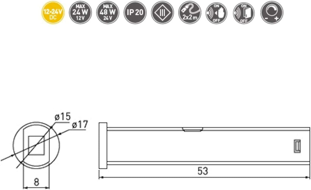 Einbau - Mini-Sensor SO1 schwarz schaltet bei Türbewegung oder Handbewegung, Schaltabstand 3-5 cm, I