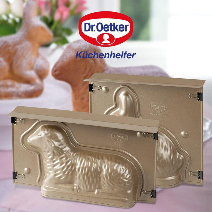 Dr. Oetker Backform Hase zu Ostern – 600 ml Füllvolumen – 3D Kuchenform in Gold mit Antihaftbeschich