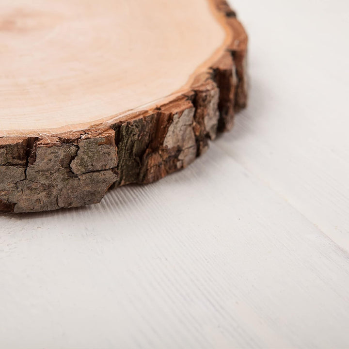 5er Set Baumscheiben aus echtem Holz mit Rinde, Runde Holzdeko Baumstamm Scheiben, Natürliche Holzsc