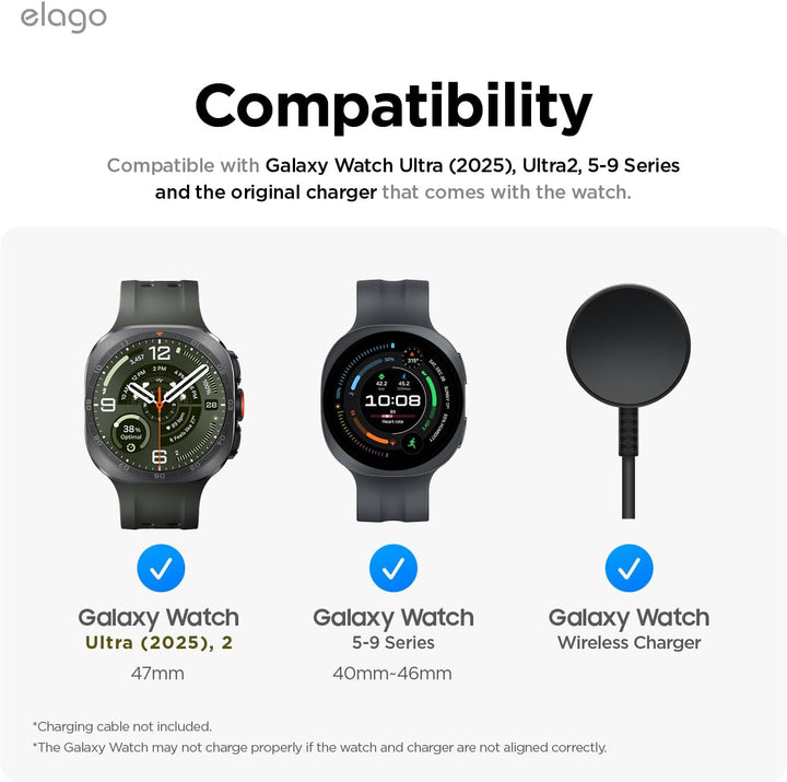 elago Ladestation für Samsung Galaxy Watch 8/8 Classic/7/Ultra/6/6 Classic/5/5 Pro [40/43/44/45/47mm