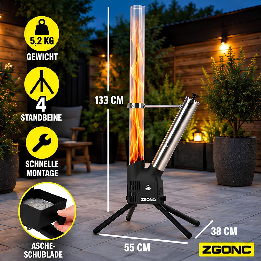 Pellet Feuersäule – Feuerrohr &amp; Pelletfackel für Garten &amp; Terrasse