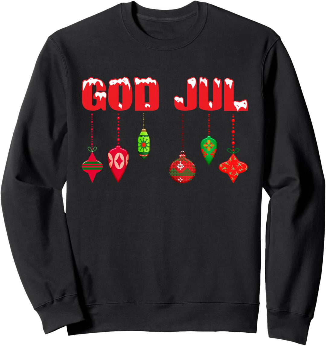 Schwedische Frohe Weihnachten - God Jul - mit sechs Kugeln Sweatshirt