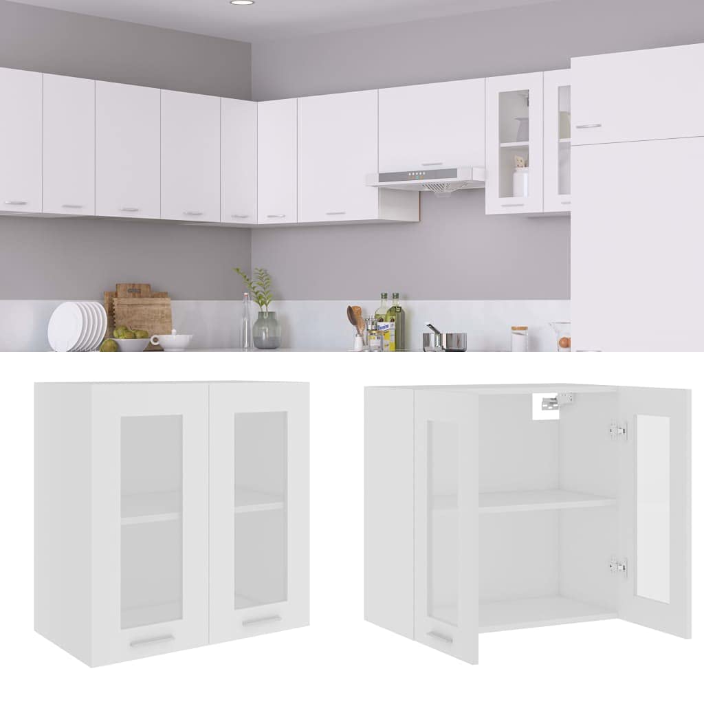 Refined Hängeglasschrank Lyon Weiss 60x31x60 cm Holzwerkstoff 1xausGlas(2Türen)60cm,60cm Weiss, 1xau