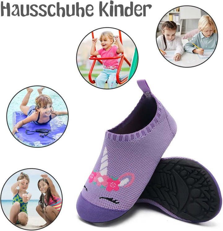 Hausschuhe Kinder Junge Mädchen Pantoffeln Atmungsaktive Rutschfest Turnschläppchen Weich Barfusssch