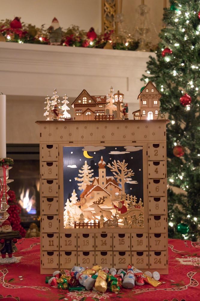 Clever Creations - Adventskalender mit Dorf-Motiv - 24-Tage-Diorama für den Weihnachtscountdown - ho