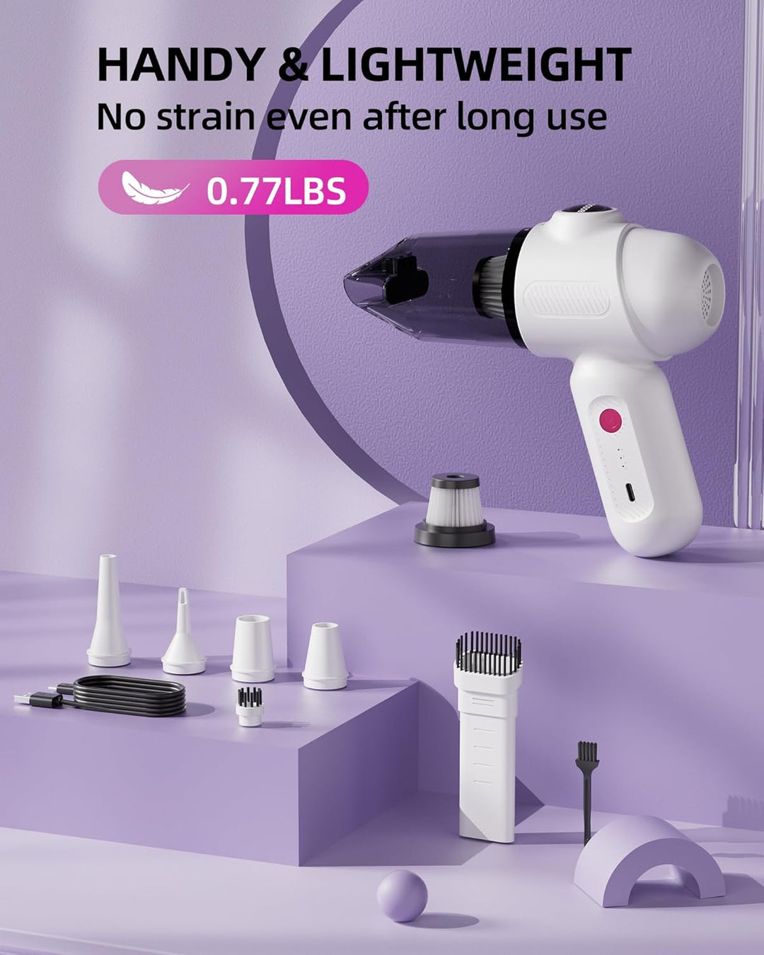 Handstaubsauger Akku 4in1,8KPA Mini Staubsauger Kabellos,Auto Staubsauger mit Waschbar HEPA für Küch