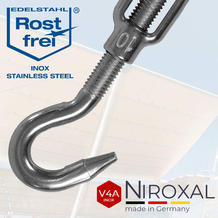 Edelstahl Spannschloss Haken-Öse – 6 mm – 50 Stück – V4A (A4) – Seilspanner/Drahtspanner rostfrei M