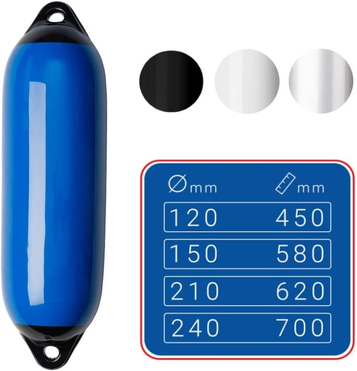 Seilflechter - Aufblasbarer Langfender - Fender für Boot oder Yacht Blau Ø 210 mm; Länge: 620 mm, Bl