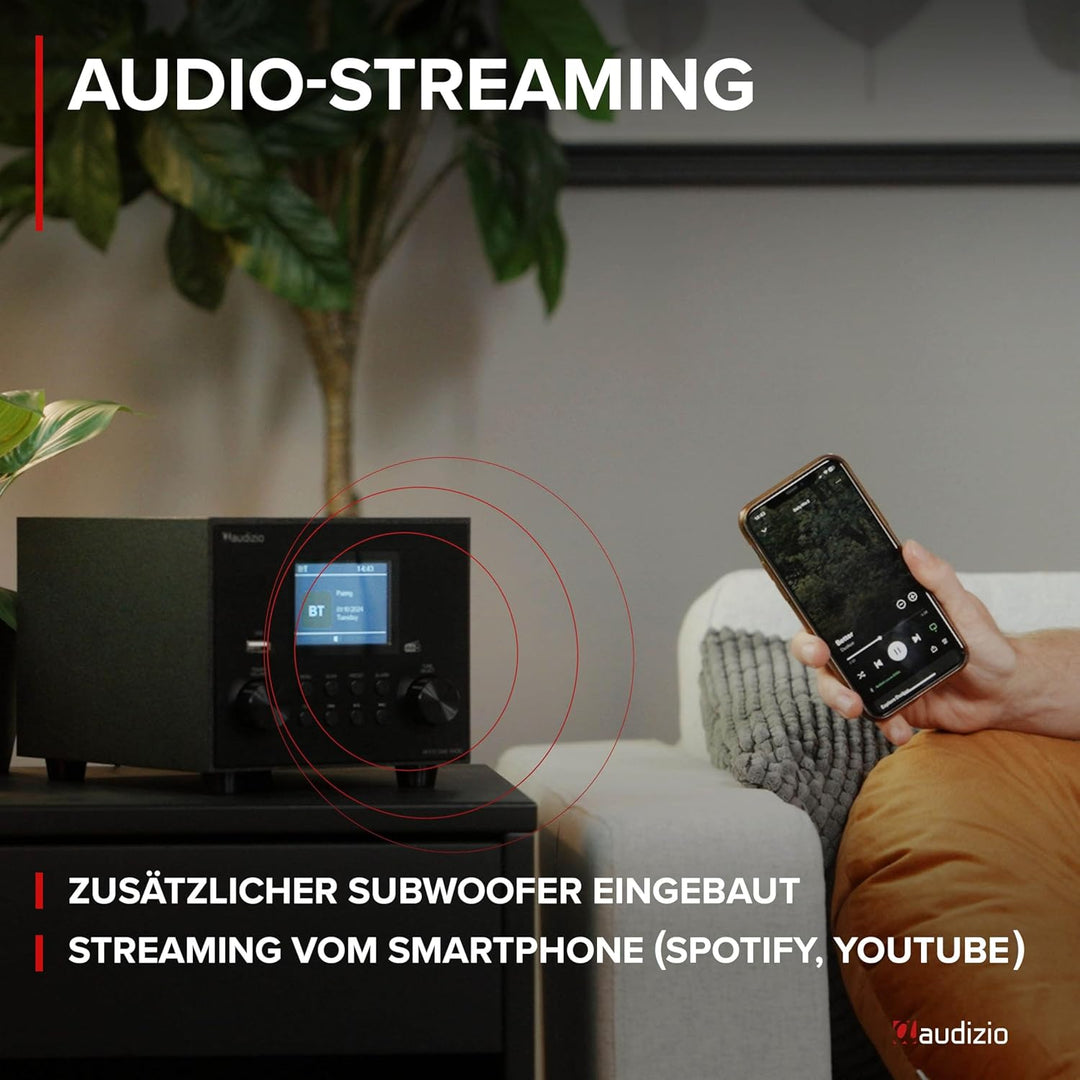 Audizio Vieste - DAB Radio mit Bluetooth, Digitalradio, 60 Watt Lautsprecher, DAB Plus Radio mit USB
