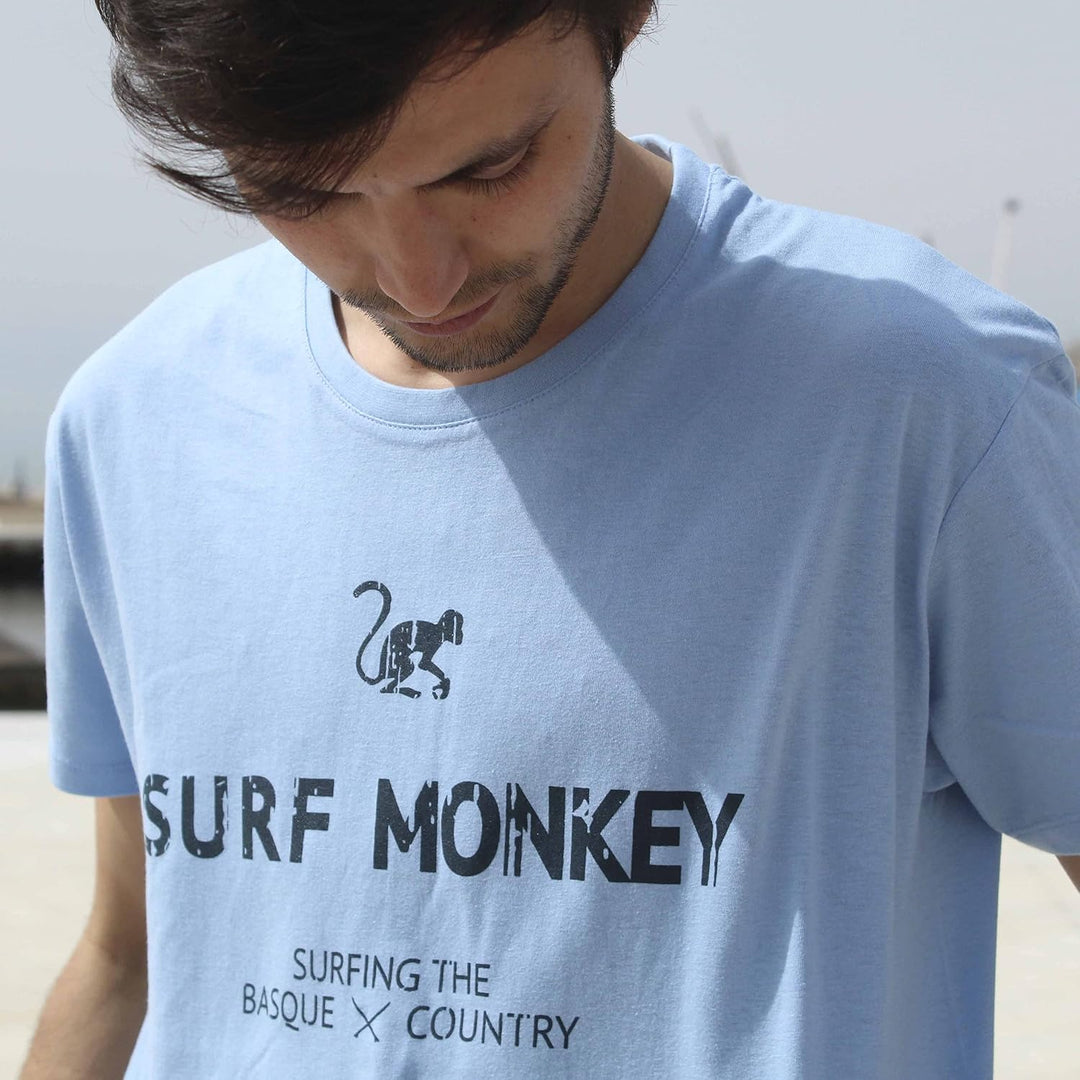 SURF MONKEY Bio-Baumwoll-T-Shirt, Zitronengelb L Blau, L Blau
