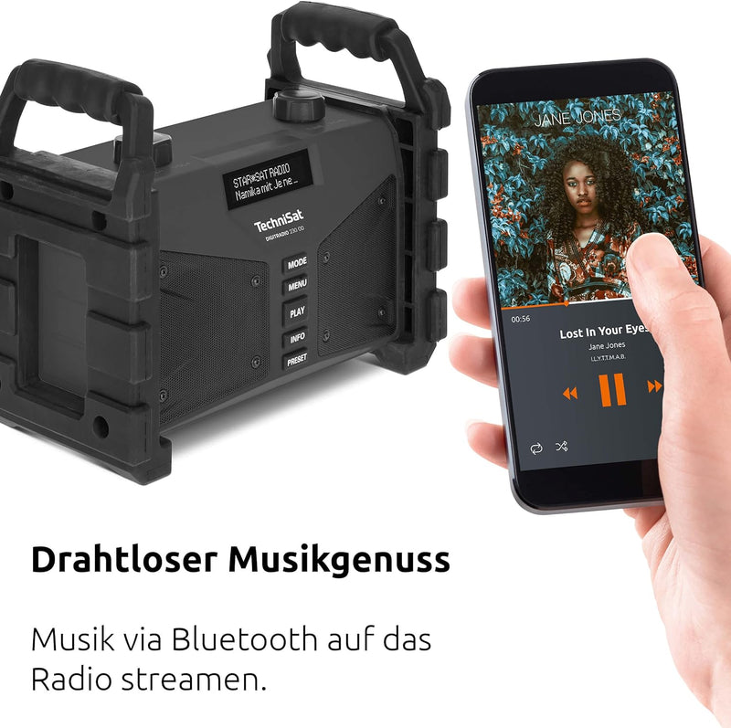 TechniSat DIGITRADIO 230 OD - DAB+ Baustellenradio (DAB+, DAB, UKW, USB, AUX in, Bluetooth, leistung