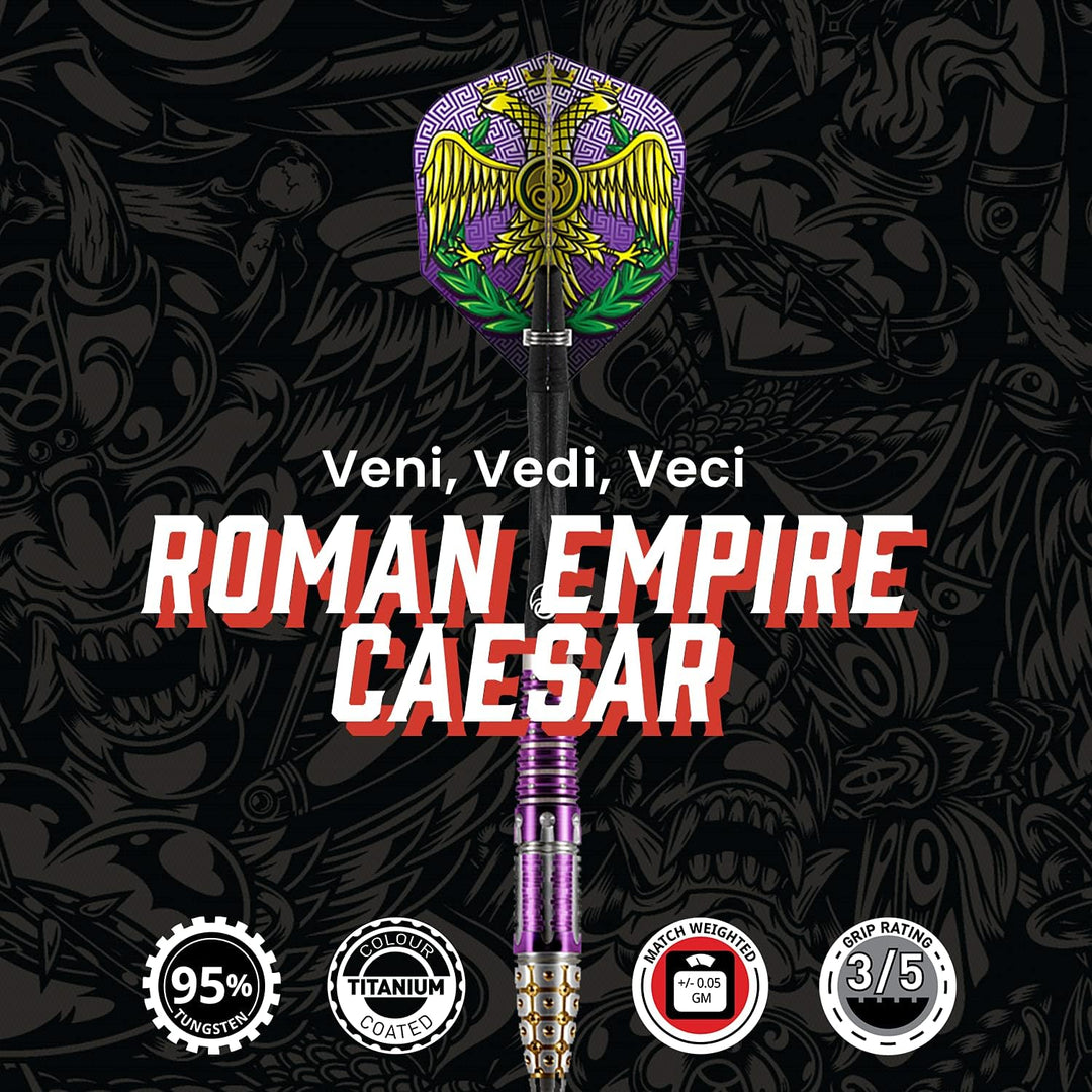Shot! Darts Roman Empire Caesar 95% Tungsten Pro Throwing Darts Steel Tip Set, Professional – Made i