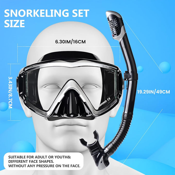 Schnorchelset Schnorchelausrüstung für Erwachsene, Professionelle Anti-Beschlag-Schnorchelmaske, Tro