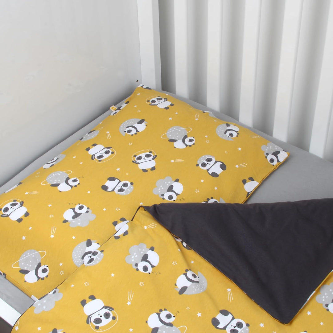 schlummersack Kinder Bettwäsche Set 100x135 Panda aus 100% Baumwolle, Wendbar, mit Reissverschluss,