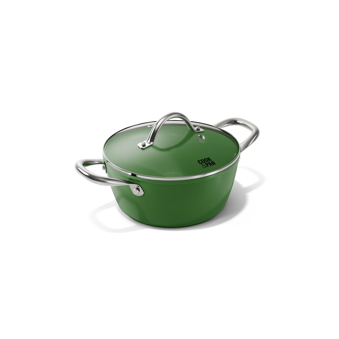 Cook & Pan - Go Green Kochtopf mit Deckel 22 cm-Induktionsgeeignet-PFAS frei Keramik-Beschichtung -A