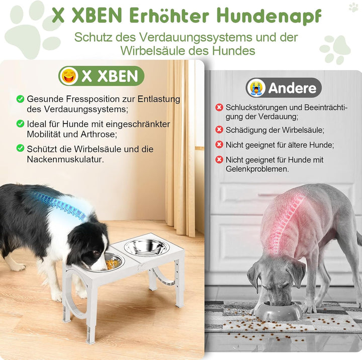 X XBEN Erhöhter Hundenapf, 5 Höhenverstellbar Futternapf für Kleine Mittlere Grosse Hunde, Futtersta