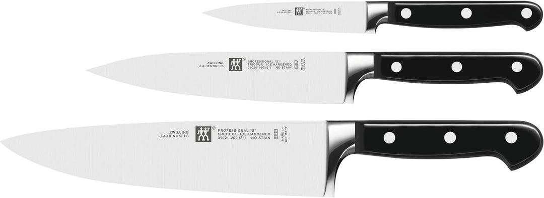 Zwilling 1002325 Messer-Set, 3-tlg., Spick-/Garniermesser, Fleischmesser, Kochmesser, Rostfreier Spe