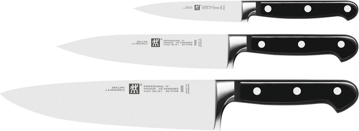 Zwilling 1002325 Messer-Set, 3-tlg., Spick-/Garniermesser, Fleischmesser, Kochmesser, Rostfreier Spe