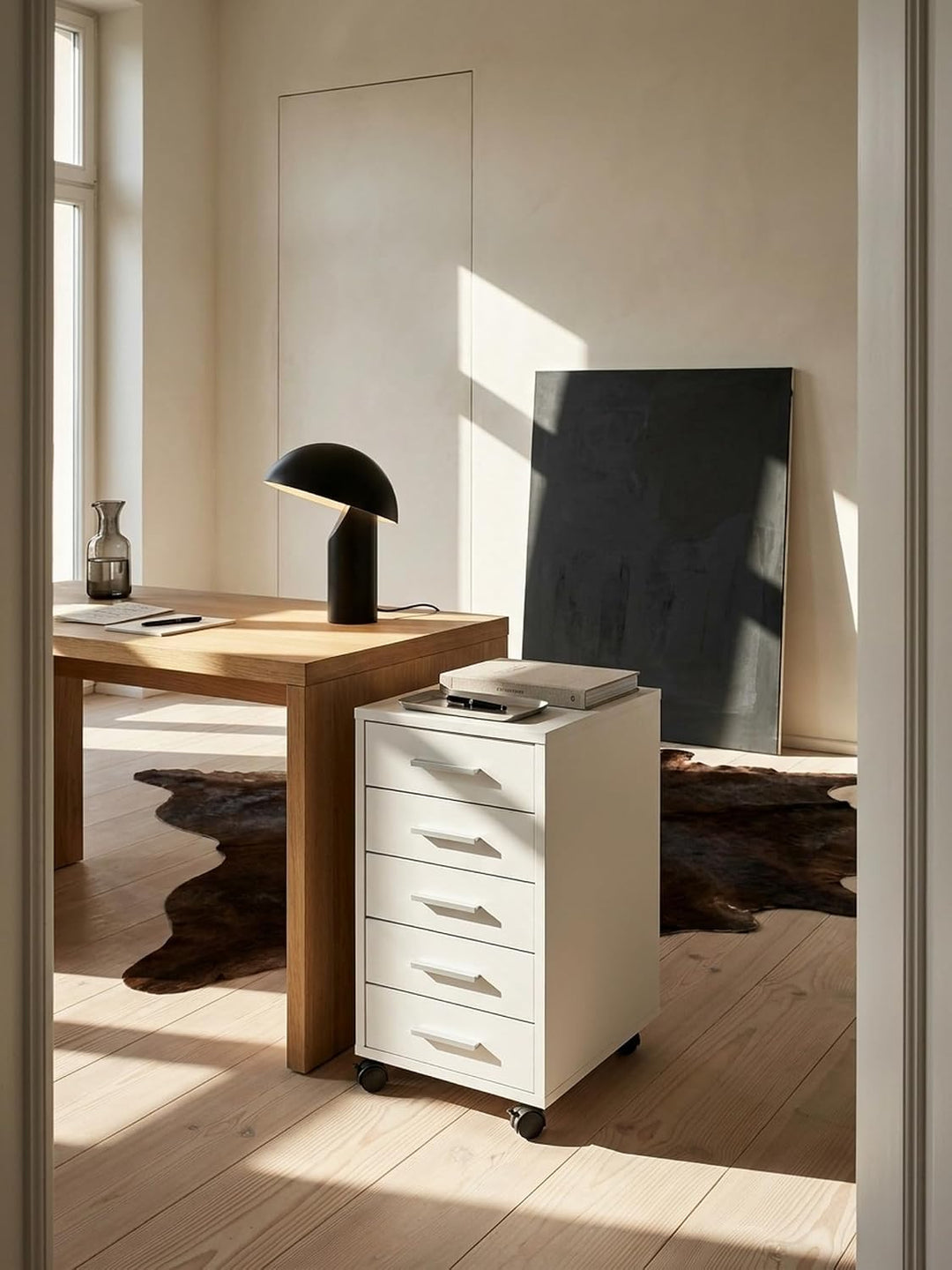 Schubladenschrank ITTER Holz: 5 Schubladen, Rollen, melaminharzbeschichtet - KADIMA DESIGN. Farbe: W