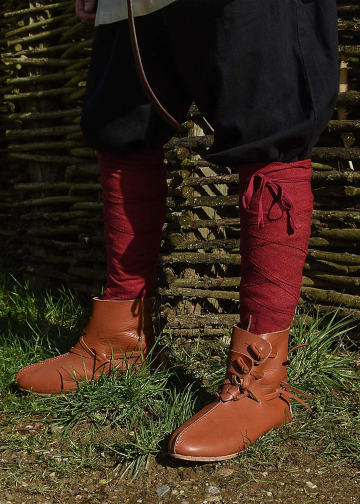 Battle-Merchant 1 Paar Wadenwickel/Beinwickel mit Fischgrätenmuster, Rot/Weinrot, 350x10cm, rot/wein