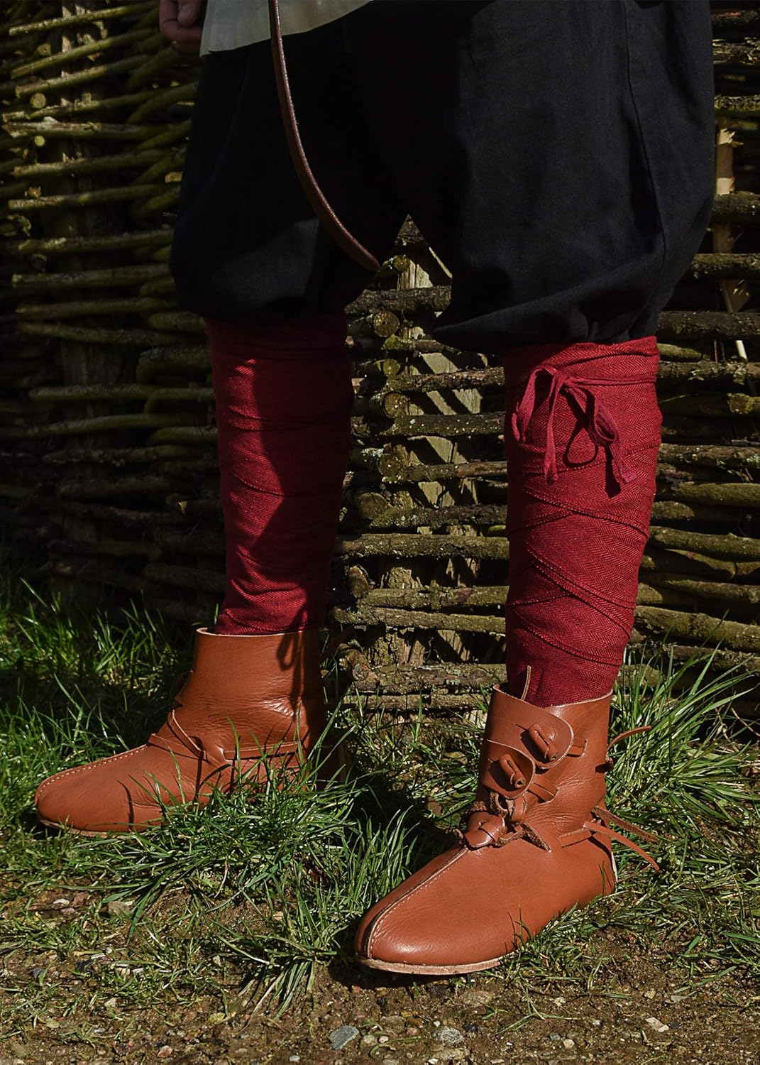 Battle-Merchant Mittelalter Wadenwickel für Damen und Herren, Paar, mit Fischgrätmuster für Mittelal