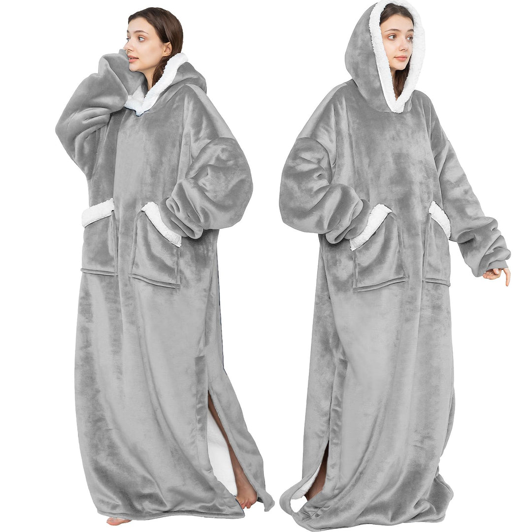 Emwwat Extra Lange Hoodie Decke, Übergrosse Sherpa Hoodie Decke für Damen und Herren, tragbare Decke