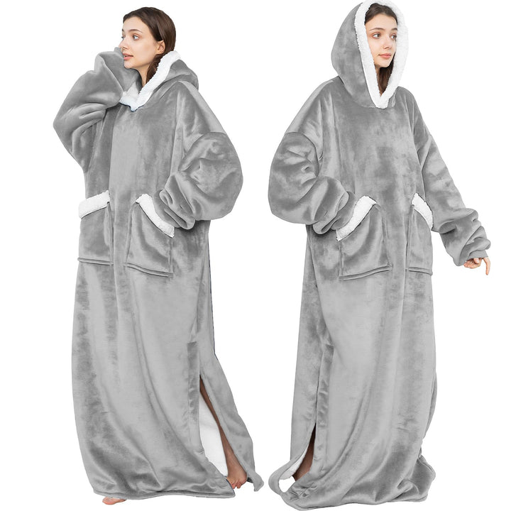 Emwwat Extra Lange Hoodie Decke, Übergrosse Sherpa Hoodie Decke für Damen und Herren, tragbare Decke