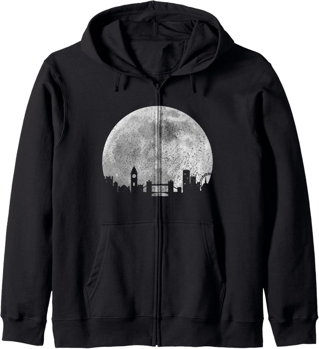 London Skyline Moon UK Vintage Vereinigtes Königreich England London Kapuzenjacke