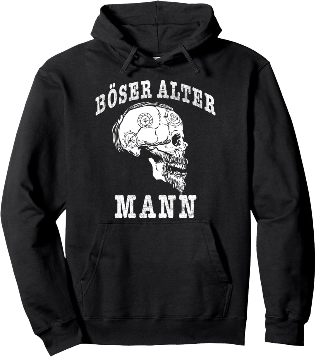 Böser Alter Mann Vater Opa Nordmann Totenkopf Skull Wikinger Pullover Hoodie