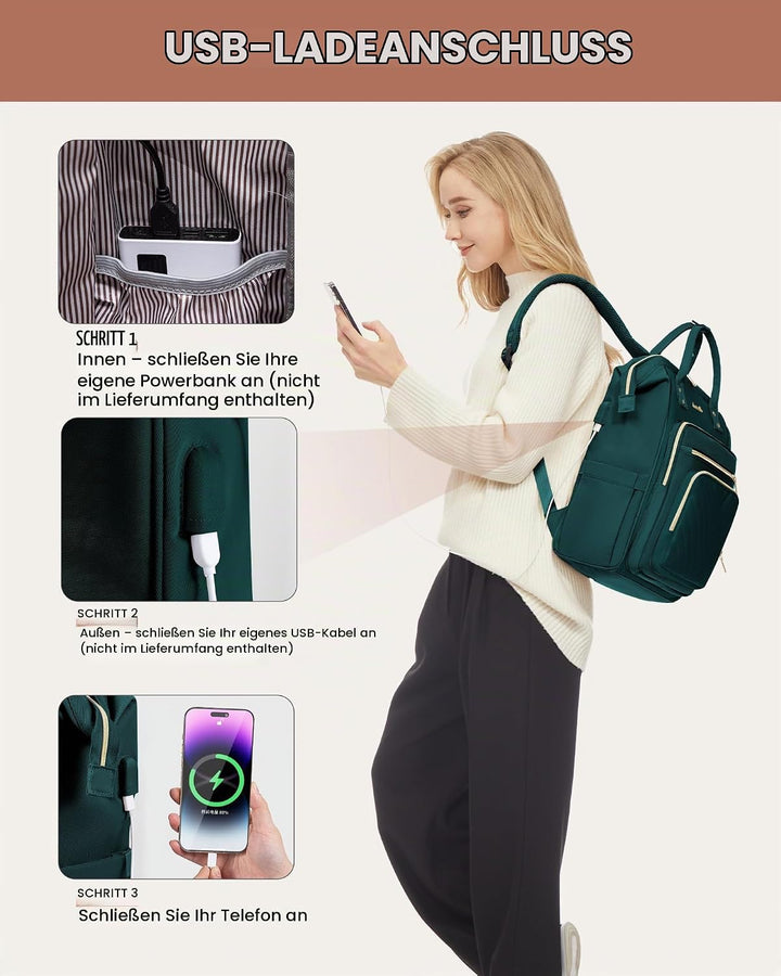 LOVEVOOK Rucksack Damen, 17,3 Zoll Laptop Schulrucksack Teenager Mädchen Wasserdicht, Elegant Reiser