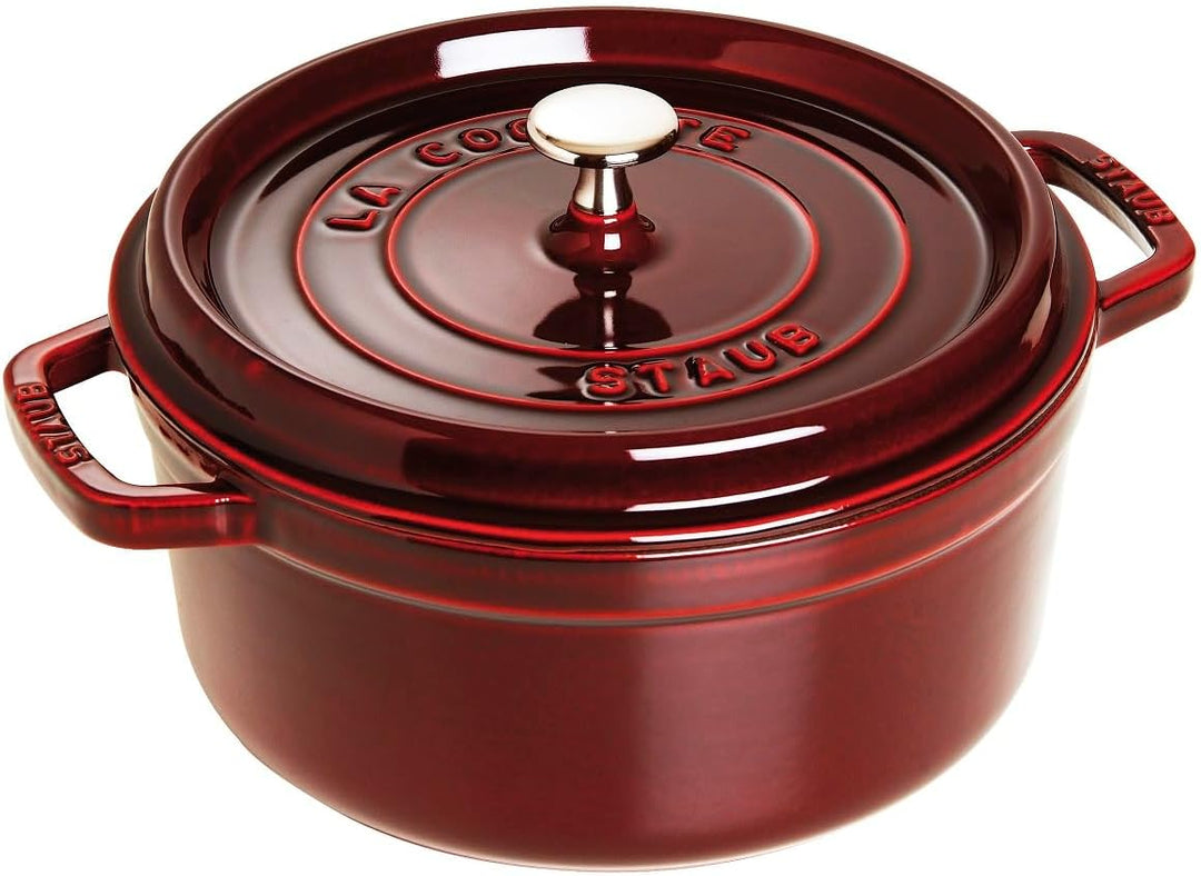 STAUB Gusseisen Bräter/Cocotte, Rund 26 cm, 5 L, Aromaregen Funktion, Für alle Herdarten geeignet, G