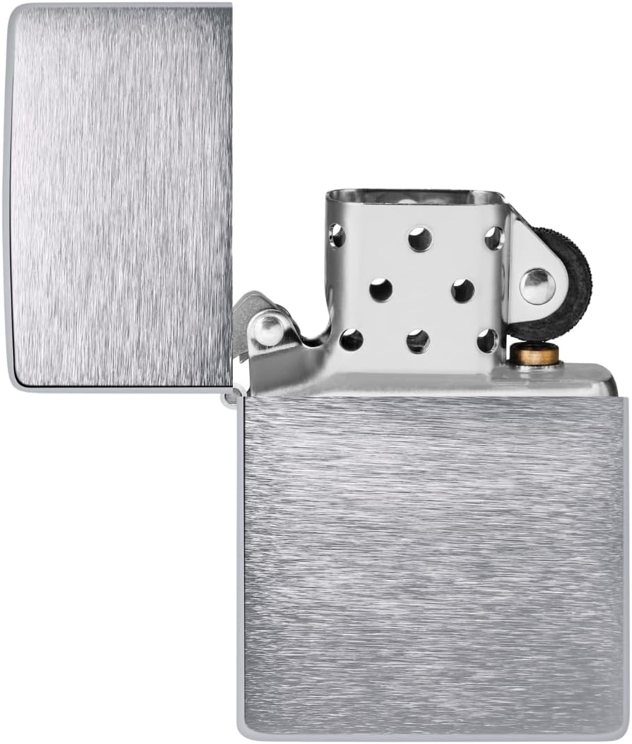 Zippo Vintage gebürstetes Chrom ohne Schlitze – 230.25, Gebürstetes Chrom