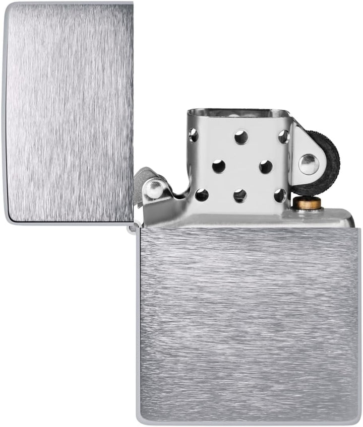 Zippo Vintage gebürstetes Chrom ohne Schlitze – 230.25, Gebürstetes Chrom